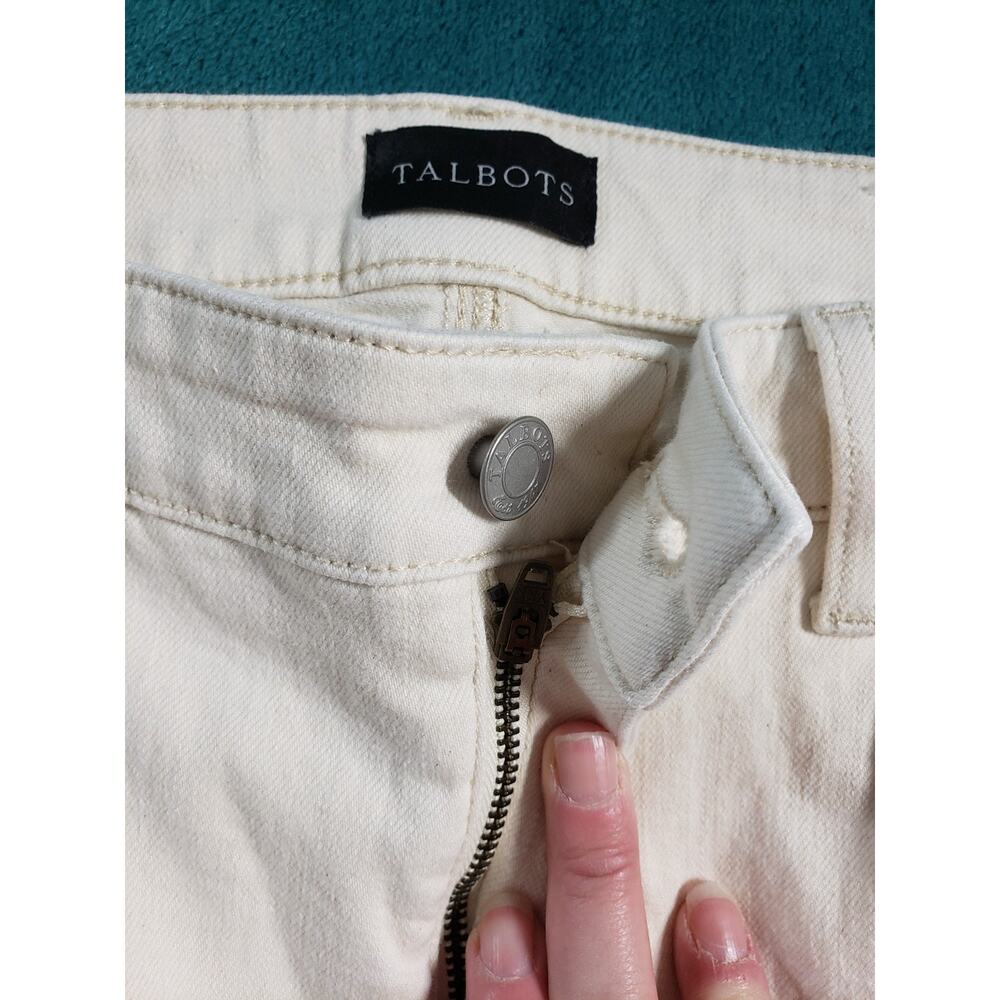 Talbots Jeans Size 6 Womens White Stretch Pants Denim Mid Rise Slim Ankle - Picture 5 of 12